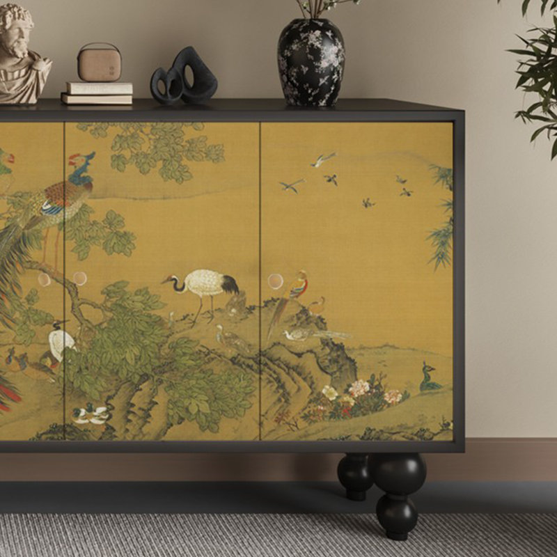 Armoire de rangement de style chinois, H 35,43 po x l 47,24 po x P 15,74 po