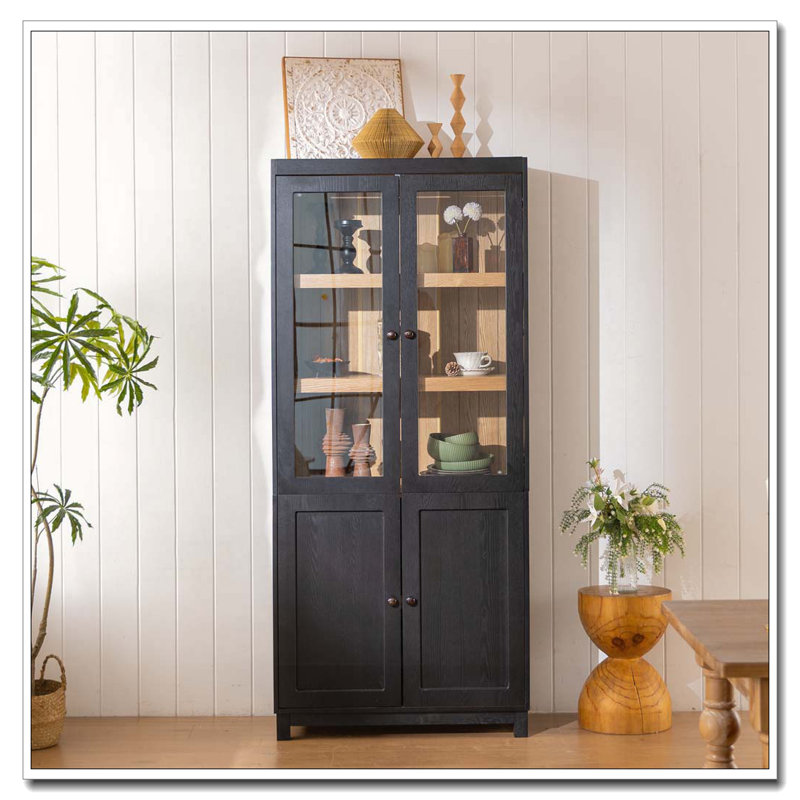 Vitrine avec portes en verre, Noir
