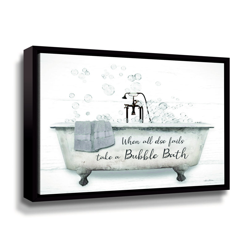 «Take A Bubble Bath On Canvas» par Lori Deiter, reproduction, Cadre flottant noir, H 18 po x l 24 po x P 2 po