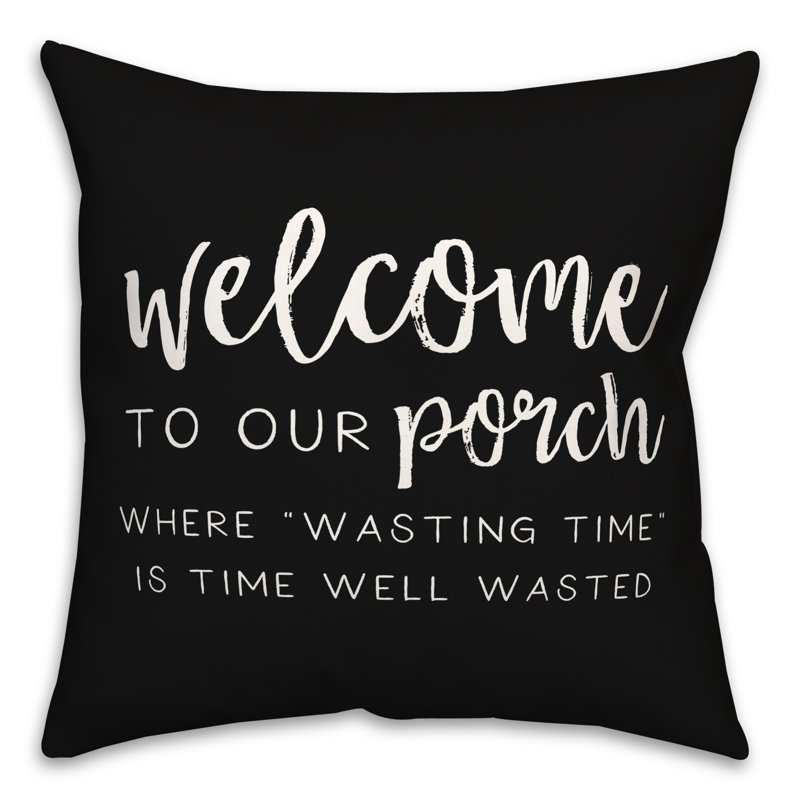 Outdoor Reversible Throw Pillow, 18" H x 18" W, Black