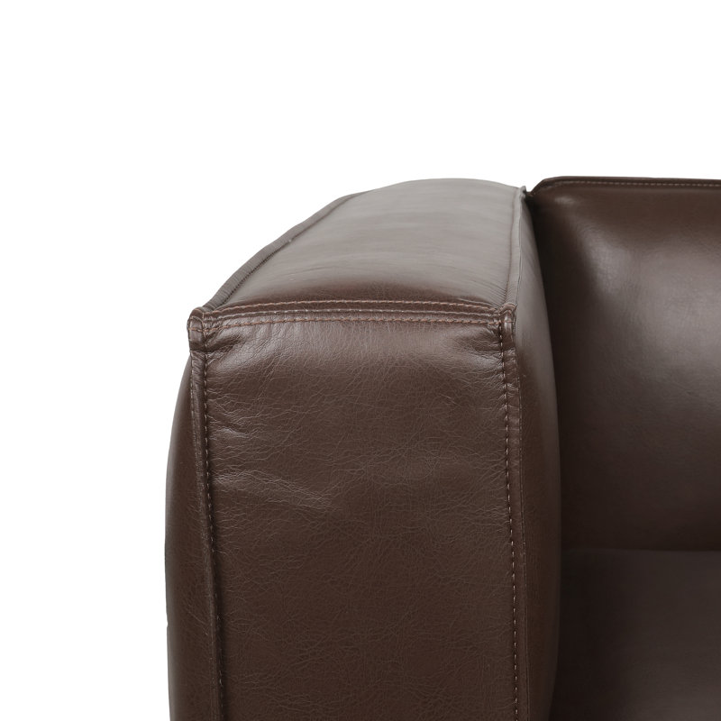 Fauteuil club Suheil, Simili cuir brun foncé
