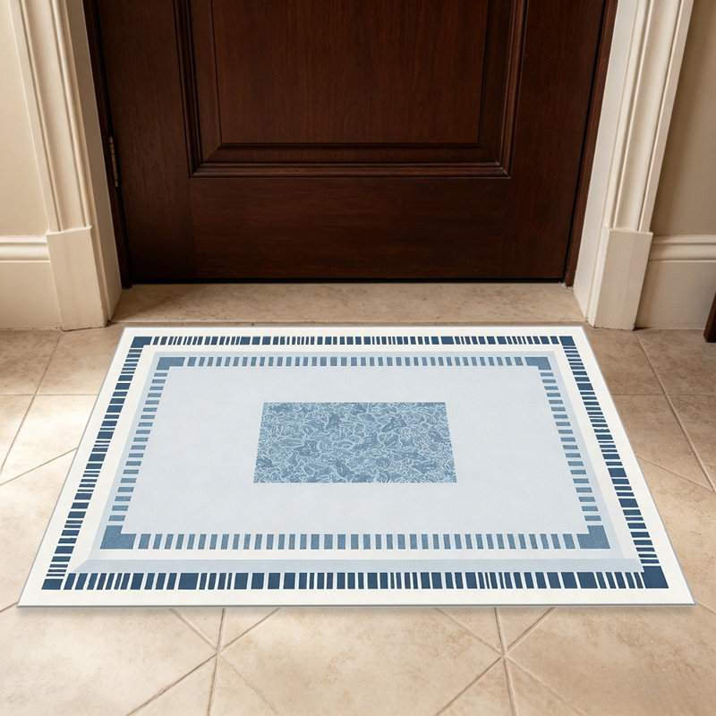 Blue Striped Border carpet-easy to clean, machine-washable, soft and comfortable; suitable for door mats, kitchens, living rooms, bedrooms, corridors, and laundry areas. Easy to clean, durable carpet for home decoration.