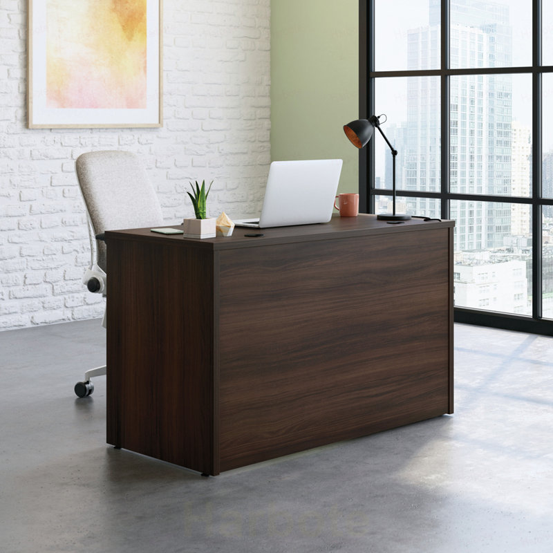 Ensemble de bureau et classeur latéral, finition brune