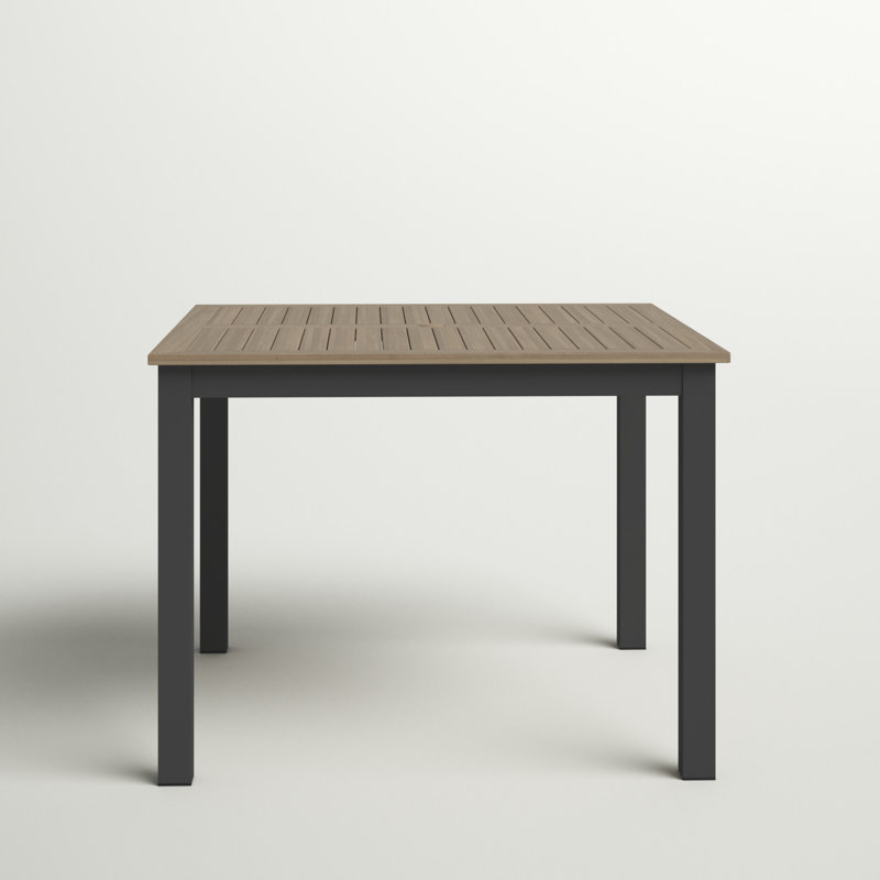 Travira Square Outdoor Dining Table With Umbrella Hole , 40'' in. W 40'' in. D, Tekwood Vintage, Carbon