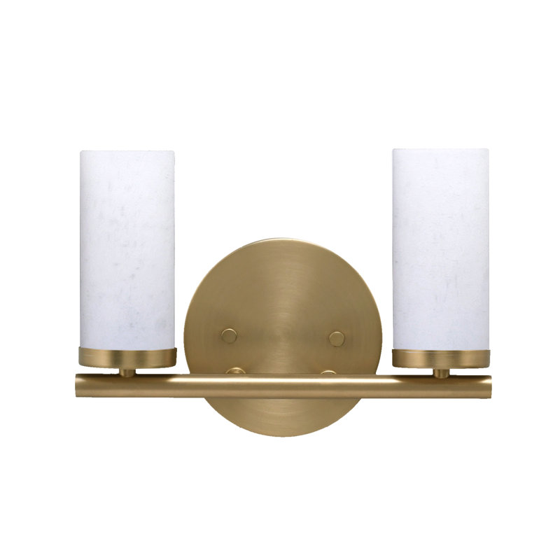 Trinity 2 Light Bath Bar Shown With 2.5" White Muslin Glass, Noir / argent, Laiton