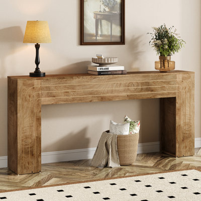 Long Farmhouse Entryway Console Table With Handcrafted Line Design, Wooden Sofa Table For Hallway, Living Room, Or Behind Couch by Dakota Fields