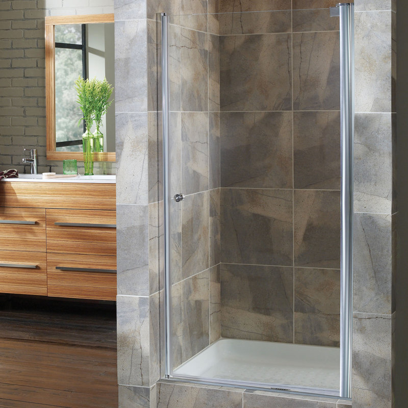 Cove 72" H Pivot Semi-Frameless Shower Door, Silver