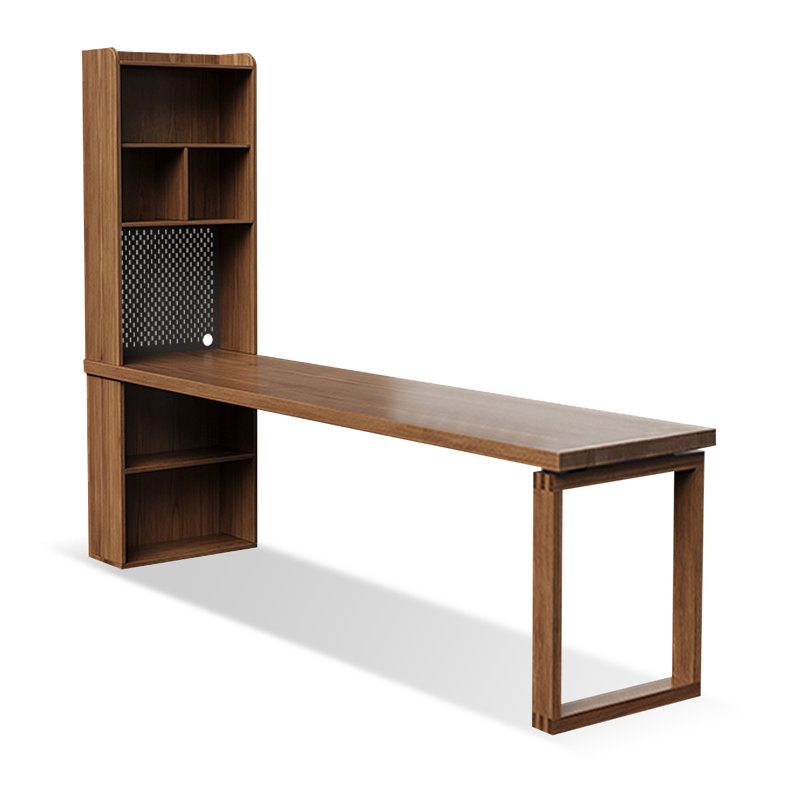 Bois massif brun noisette rectangulaire avec bureau, H 29,53 po x l 86,61 po x P 23,62 po