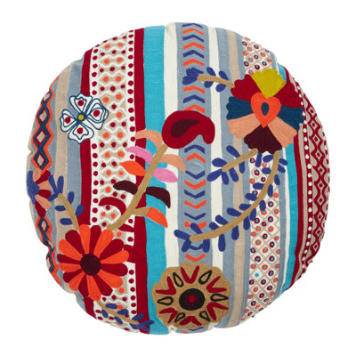 Floral Cotton Blend Throw Pillow