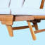 Canapé d'extérieur d'extérieur pour lit de jour, canapé 3 places avec accoudoirs pliables et 4 coussins de dossier, coussin amovible en teck et structure en bois d'acacia beige