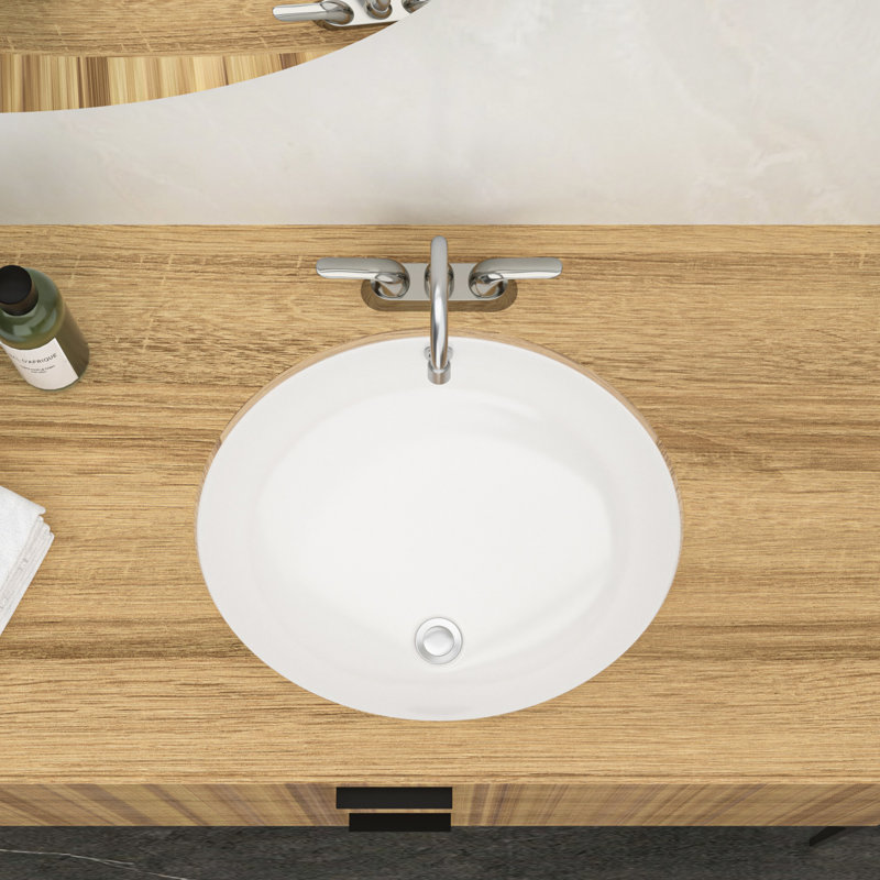 18"X15" White Ceramic Undermount Bathroom Sink With Overflow - Sleek, To Stains And Heat Oval Modern Ceramic, Stain , Fits Different Spaces