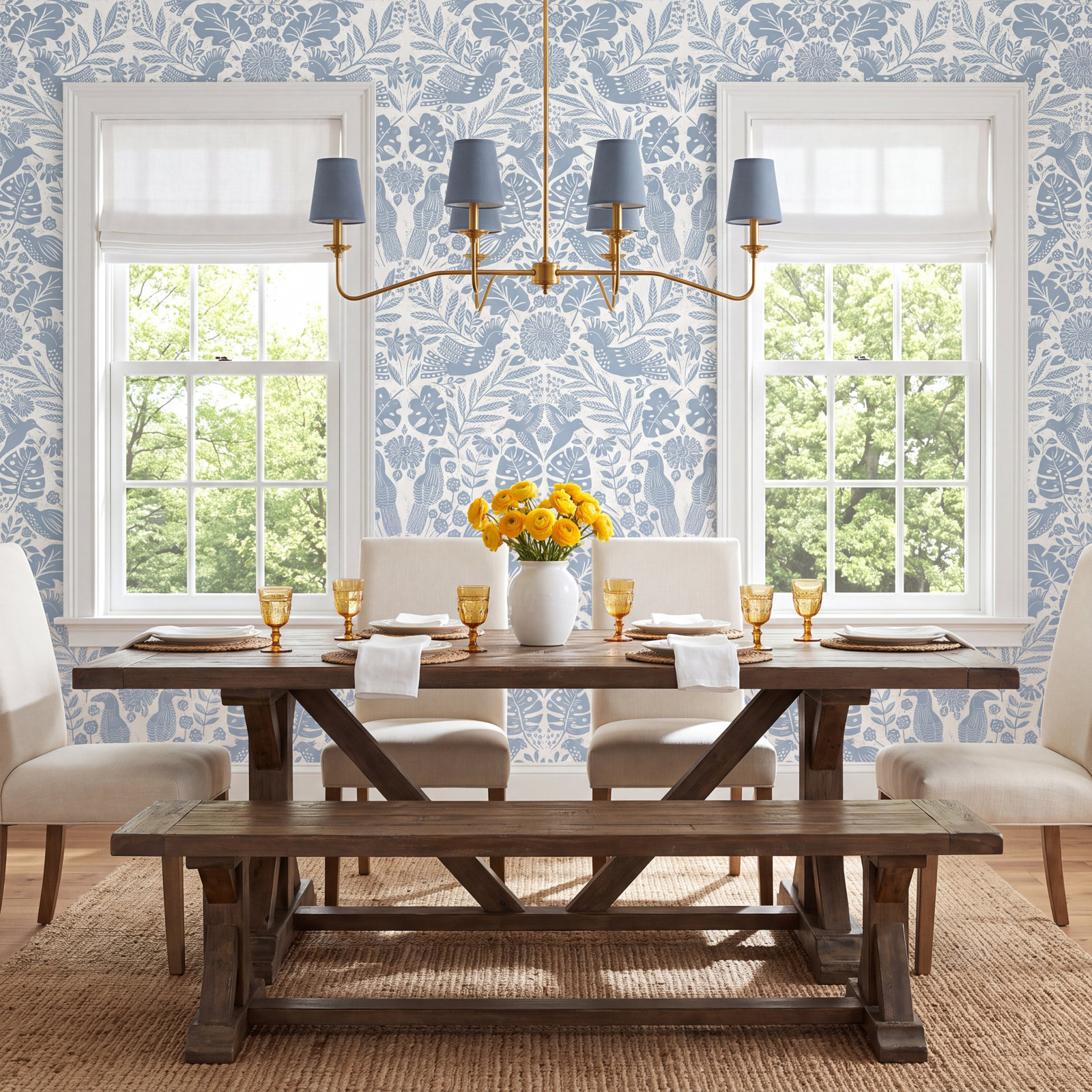 Pomona Floral Wallpaper, Blue