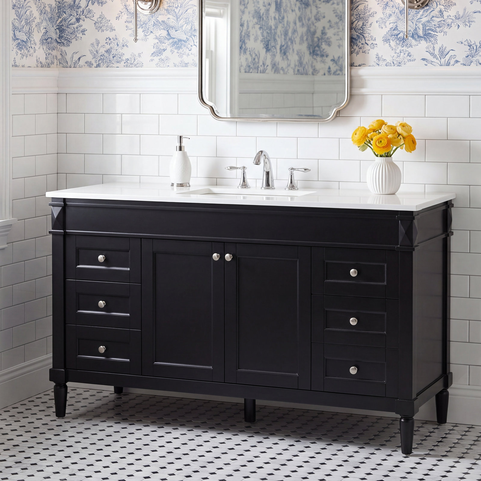 Readington 60'' Single Bathroom Vanity, Black