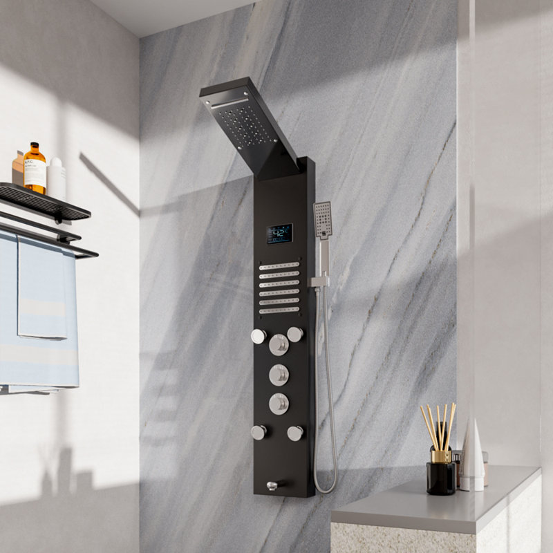 Lazzaro Shower Tower Panel, Black