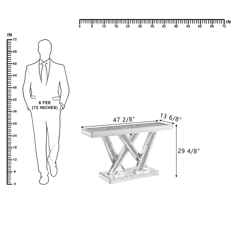 Rillamas 47.24'' Mirrored Console Table Sofa Table