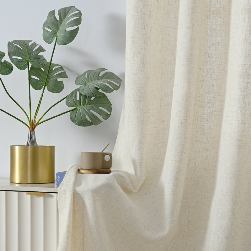 Paire de rideaux semi-transparents avec œillets Draycott, Polyester craie, L 52 po x L 72 po