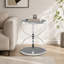 Table d'appoint ronde moderne à deux niveaux en verre de 50 cm (19,69 po), avec structure en métal annulaire, pouvant servir de table de chevet ou de table d'appoint pour le salon, la chambre et le bureau.-731188838