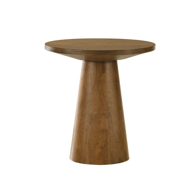  Andreacchio Pine 20" Round Solid Wood Sofa Table, Walnut