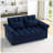 Loveseats Sofa Bed With Pull-Out Bed,Adjsutable Back-Blue