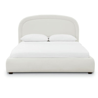 Plato Chenille Queen Bed in Polar White