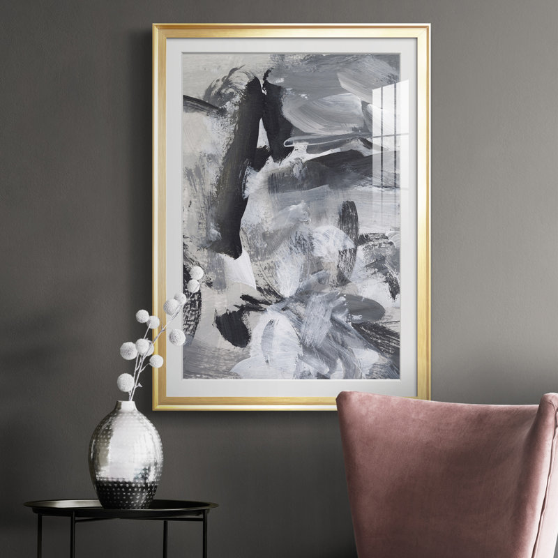 «Black & White Mix III» - reproduction de cadre photo, H 42,5 po x l 30,5 po x P 1 po, Cadre doré