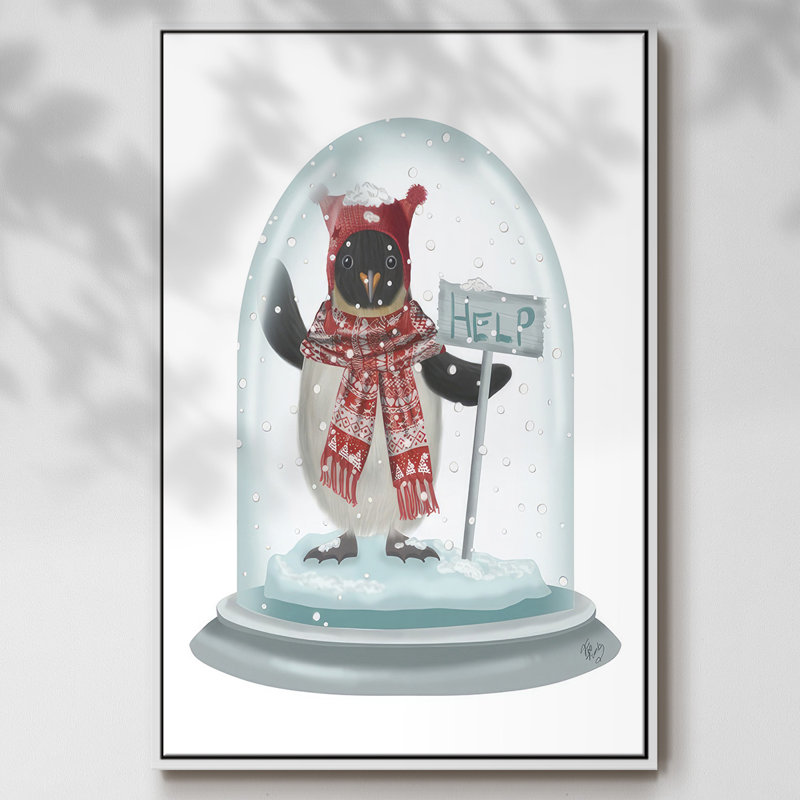 Boule à neige de Noël pingouin, H 25 po x l 17 po x P 1,5 po, Blanc