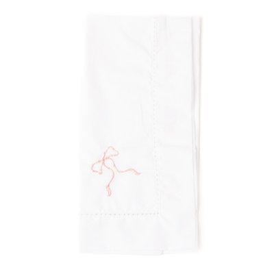 Pink Bow Embroidered Dinner Napkin