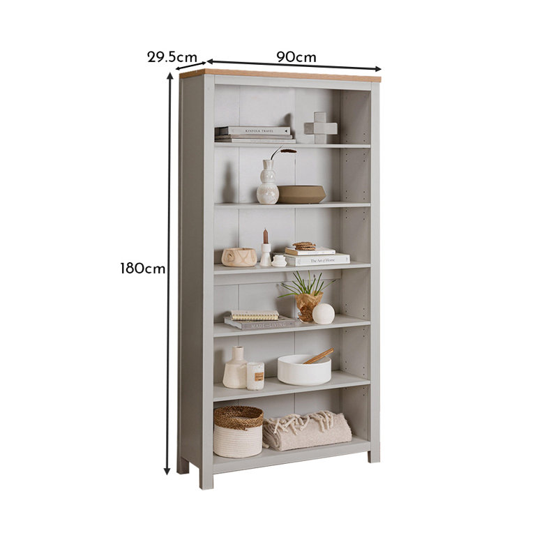 Maryhannah 180cm H x 90cm W Standard Bookcase, Alabaster