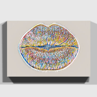 Red Lips Kiss - Wrapped Canvas