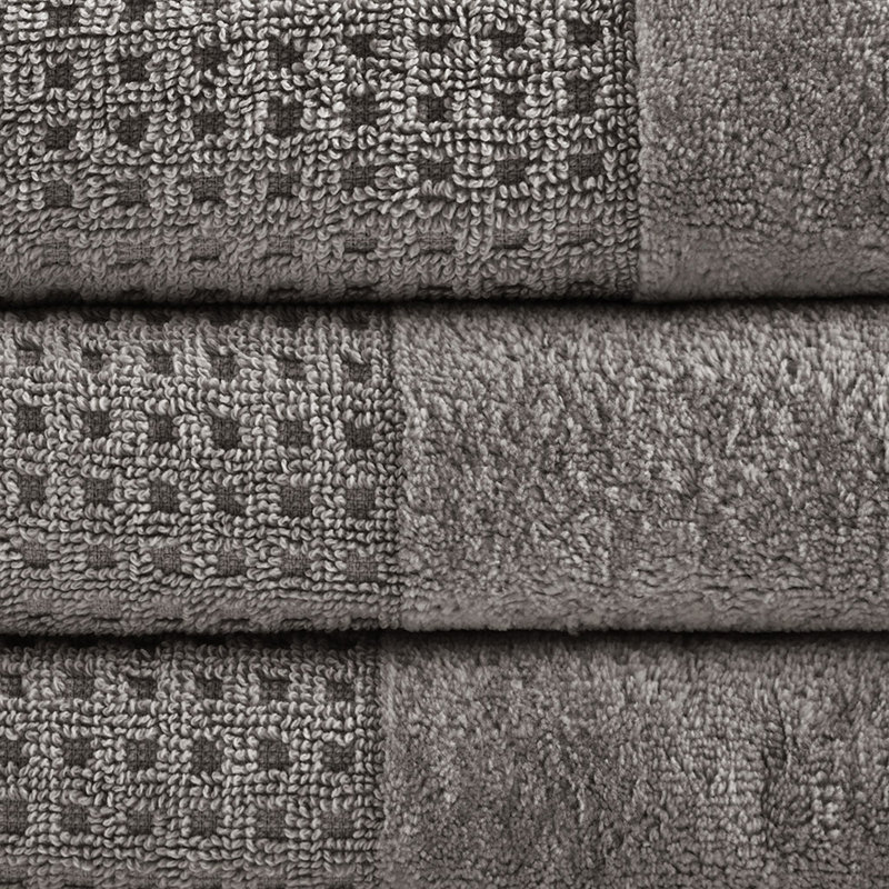 Ensemble 6 serviettes de bain en coton antimicrobien, Gris anthracite