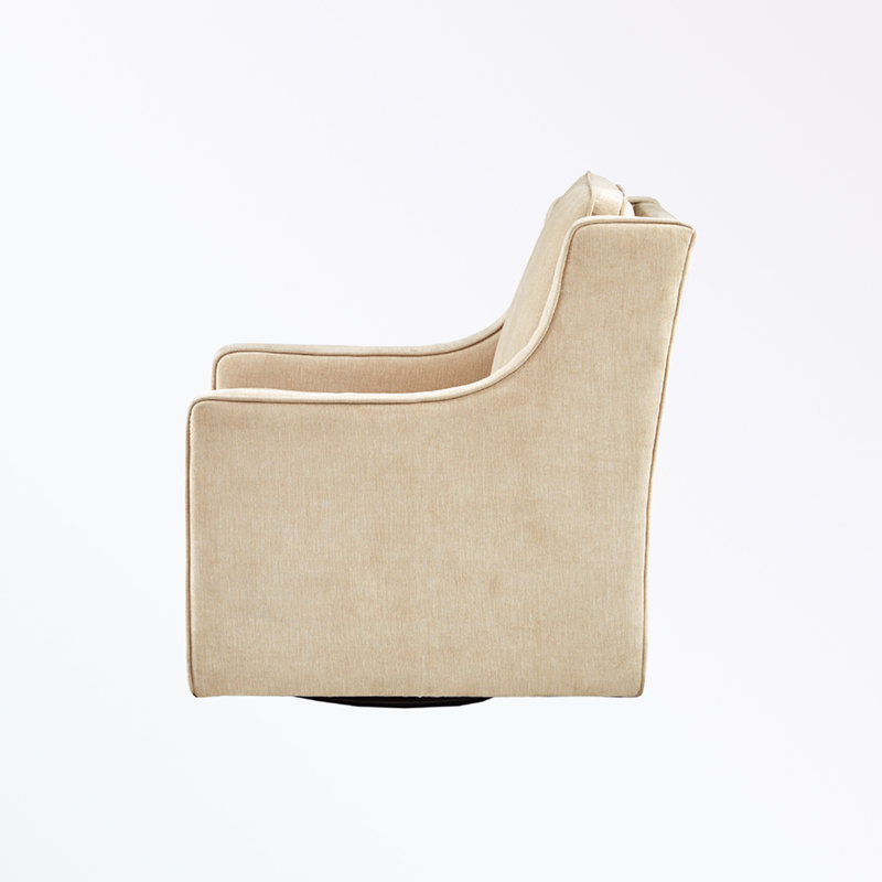 Cream Lawson Swivel Accent Chair with Wood Frame