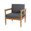 Fauteuil club d'extérieur Gavin avec structure en bois d'acacia et coussins résistants à l'eau - Gris foncé