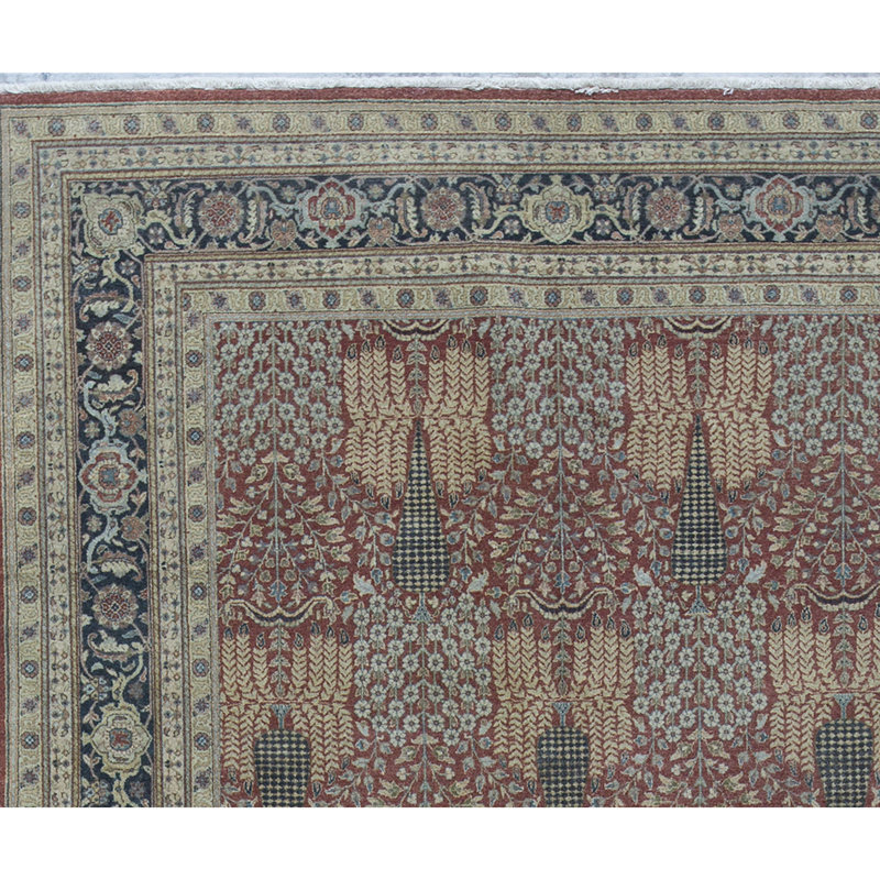Tapis ivoire noué à la main de haute qualité, Rectangle 6 pi x 9 pi 3 po
