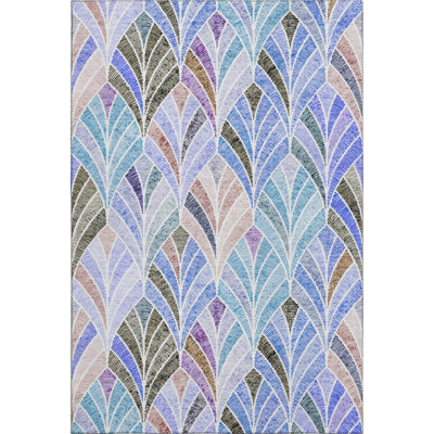 Premium Machine Washable Prisco Blue Rug