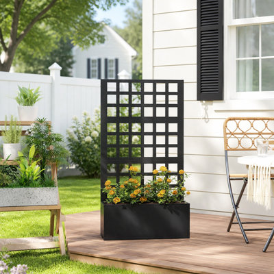 Lit de jardin surélevé en acier galvanisé avec treillis intégré et trous de drainage pour la plantation verticale extérieure