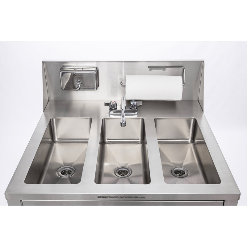 32'' L x 29.5'' W Stainless Steel Portable Handwash Station with Faucet