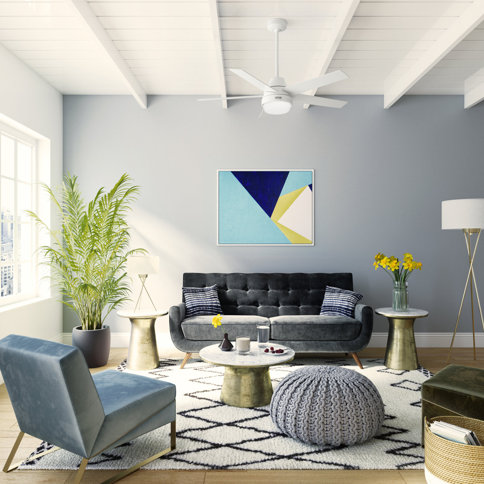 Aerodyne 52" Smart Ceiling Fan with LED Light Kit, Fresh White