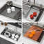 Évier de cuisine à cascade simple 33 pouces, acier inoxydable de calibre 16, station de travail à rebord supérieur | Idée de cadeau