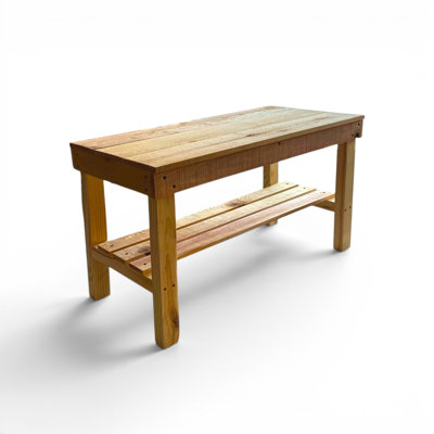 Farmhouse Rustic Bench with Storage Shelf