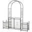 Barrière de jardin en arche de jardin de 86 po avec côtés en treillis Outsunny pour plantes grimpantes, décorations de mariage, vignes avec portes verrouillables, paniers à fleurs, fleurs et pointes de flèches, noir