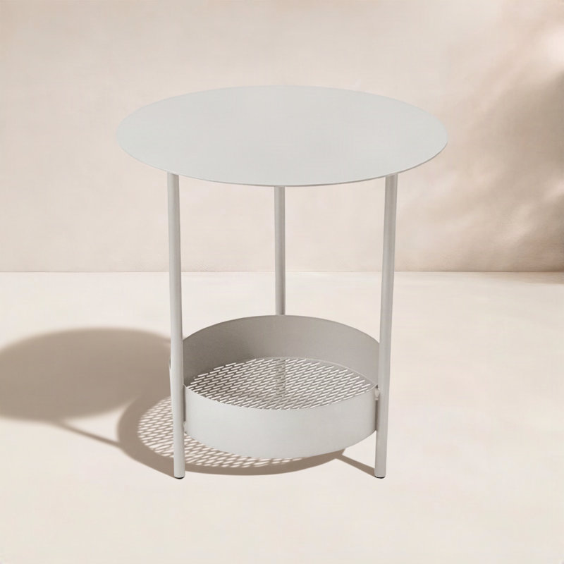 Salsa Outdoor Round Side Table, Clay Gray