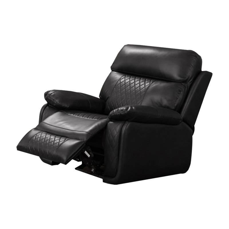 Edwood Faux Leather Power Recliner, Black Faux Leather
