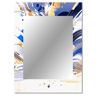 Blue White Cubist Kaleidoscope I - Cubism Mirror, Modern Decorative Wall Mirror, Printed Metal Art