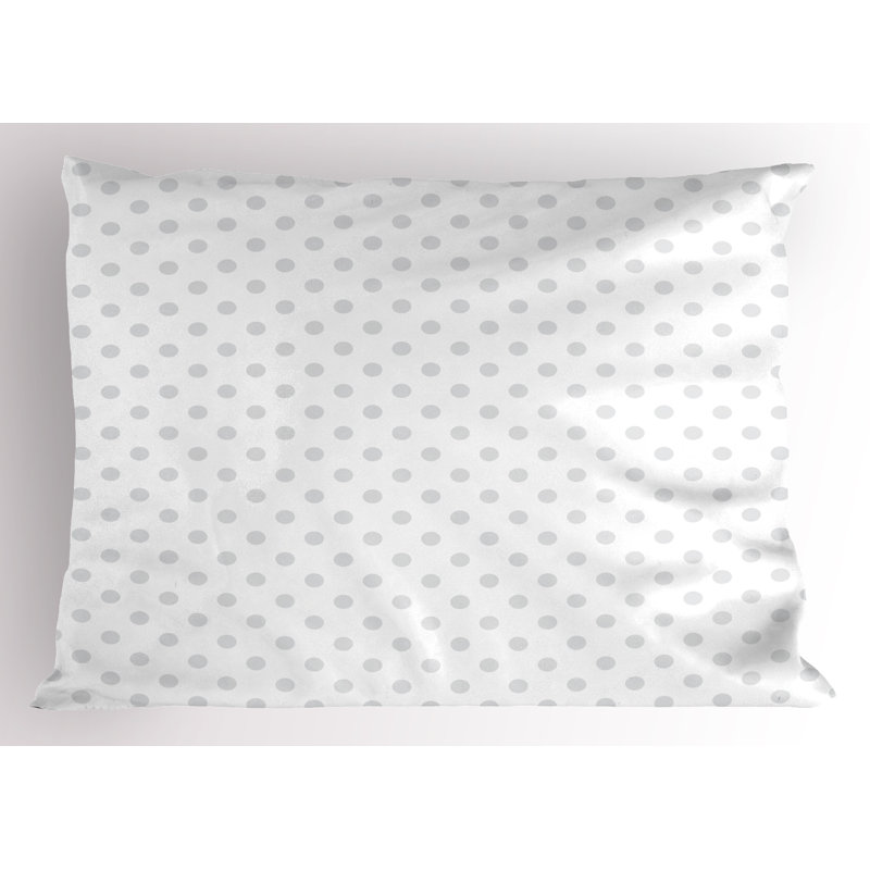 Polka Dot Grey and White Microfiber Pillow Shams, Standard/Queen, Set of 2
