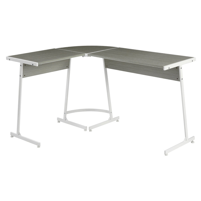 Grey And White L-Shape Computer Desk