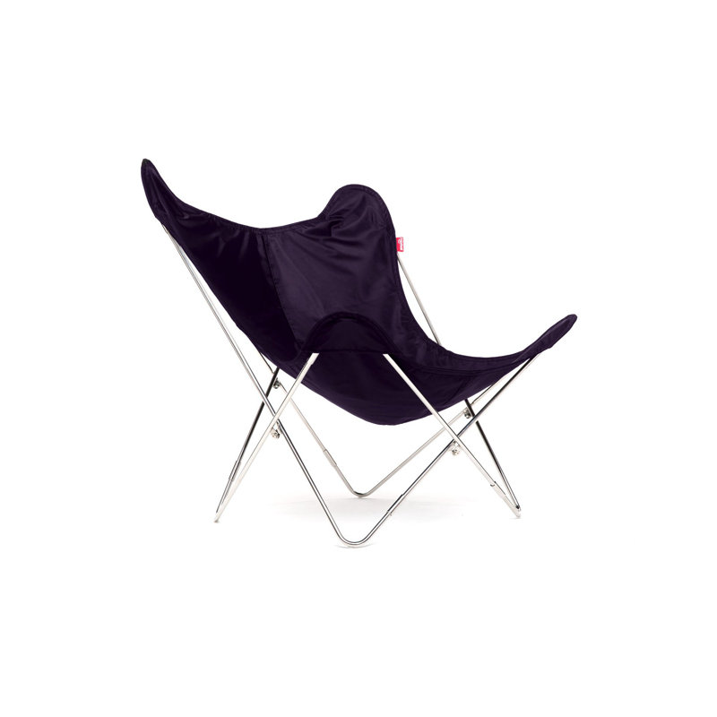 Marabe Upholstered Butterfly Chair, Dark Purple, White