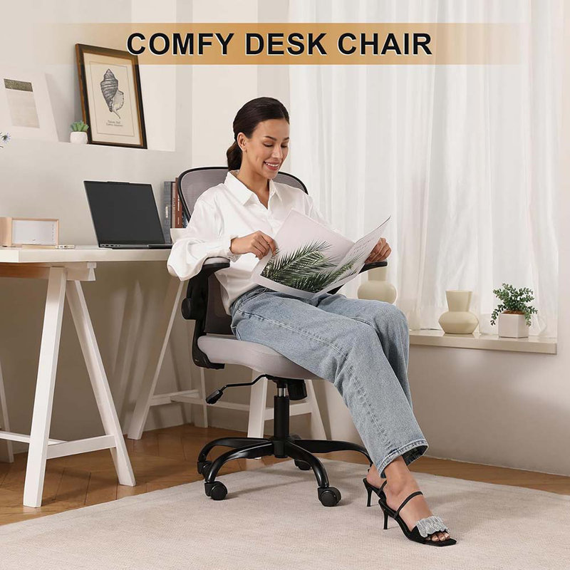 Game Chairs, Ergonomic Desk Chairs 330LBS Capacity High Back Mesh Computer Chair With Flip-Up Armrests, Comfy Work Chair With Adjustable Lumbar Support, Rolling Chair (One Size)