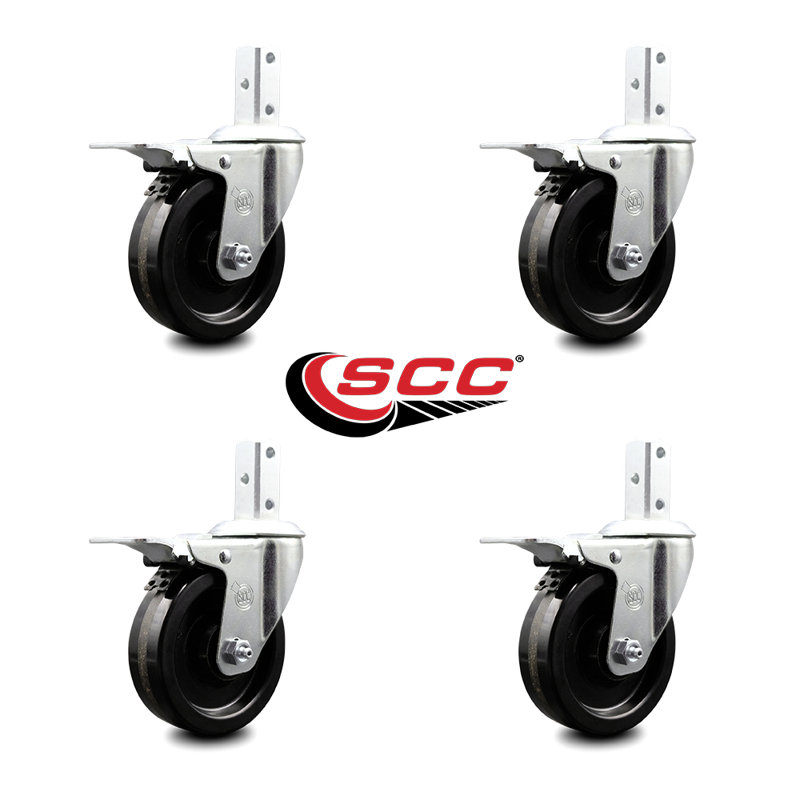 Swivel Square Stem Caster Set Total Lock Brake