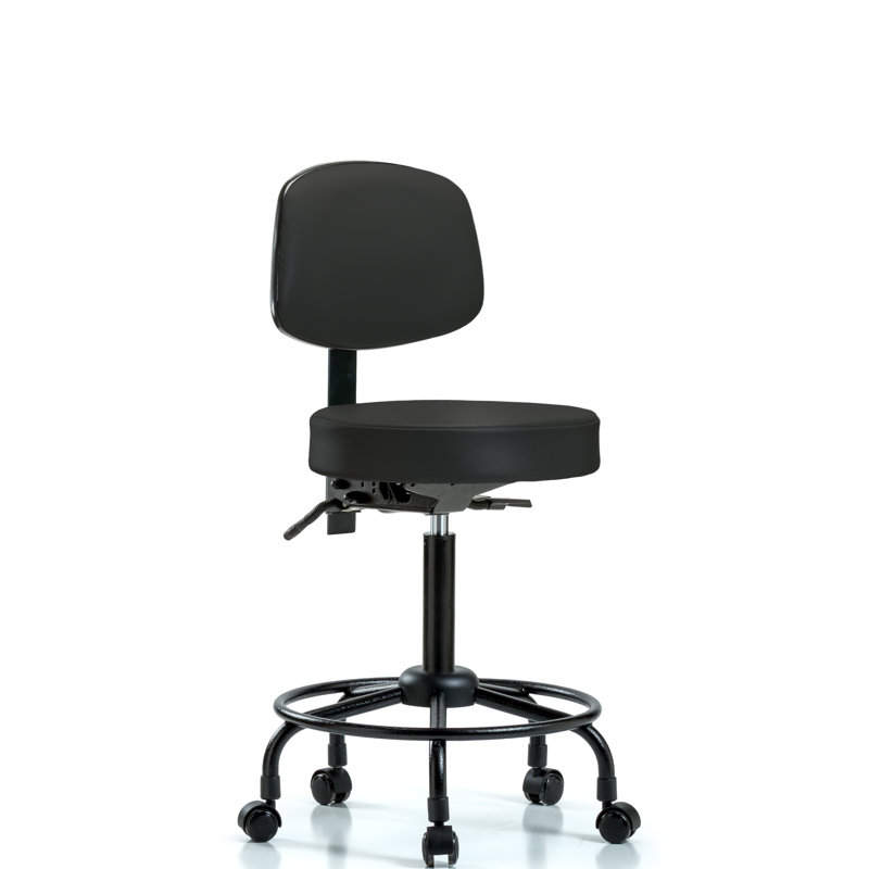 Tabouret de bar Barcus, Noir, Roulettes