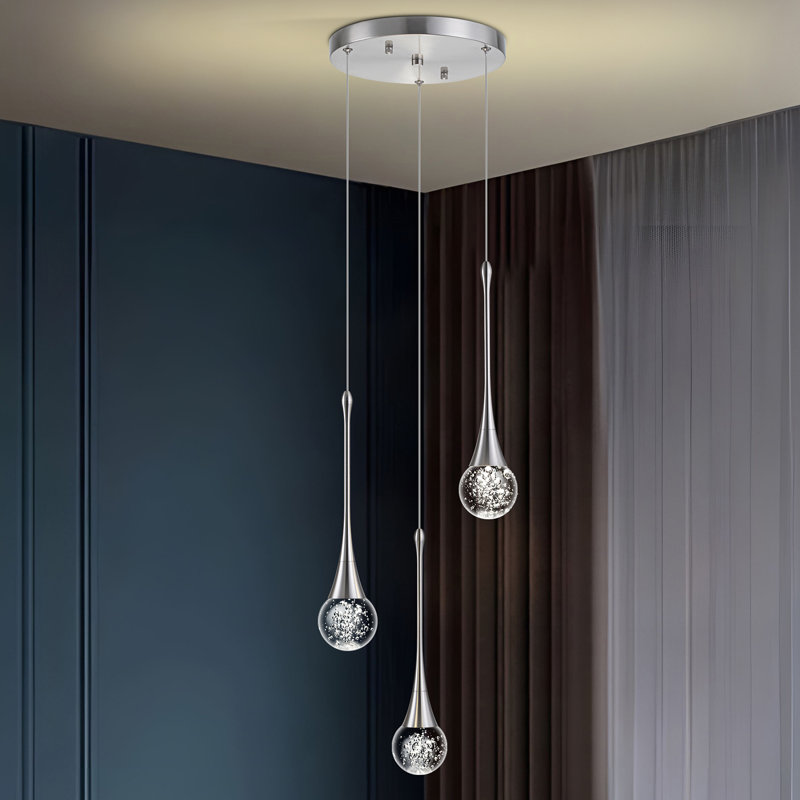 Luminaire suspendu grappe 3 lumières DEL 4500K, Nickel, 4500K